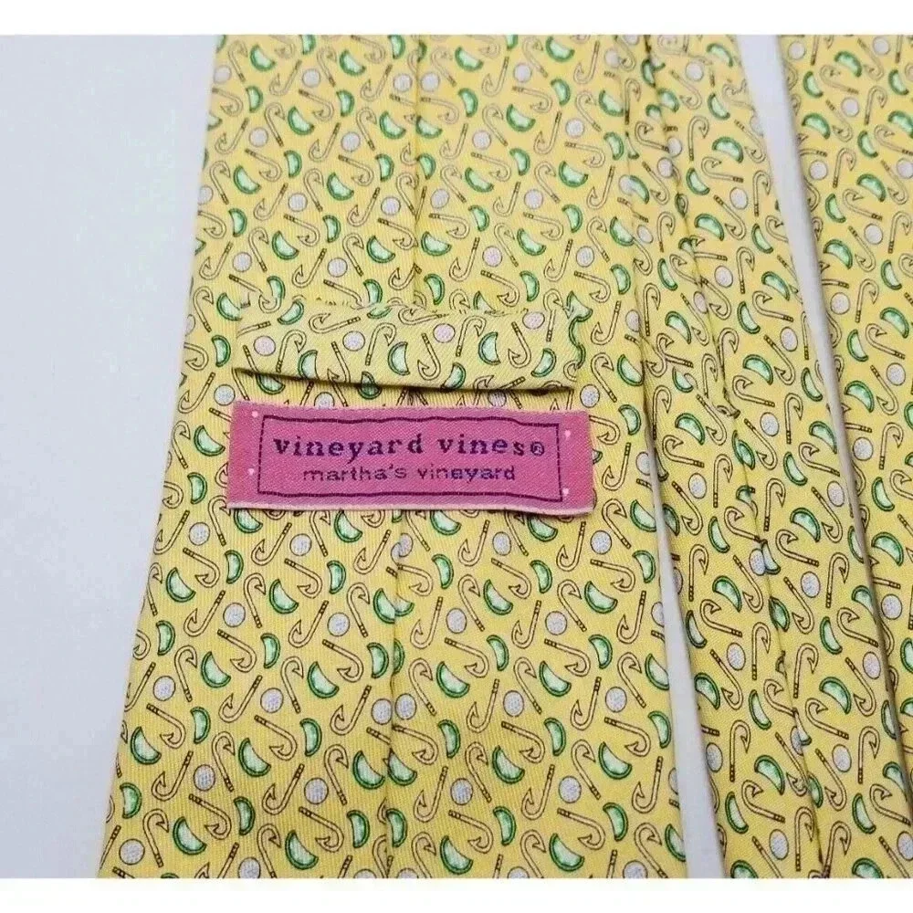 Vineyard Vines Fishing Hook / Golf Ball / Lime Wedge All Over Print Men Silk Tie